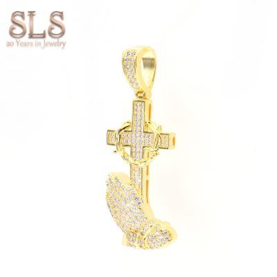 China FASHIONABLE Popular Style Selling Well Best Panama Gold Plated Jewelry Supplies Cross And Hand Pendant for sale