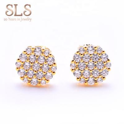 China FASHIONABLE Gold Korea Hip Hop Cubic Zircon Iced Out Earrings Micro Pave Round Earring Designs For Men for sale