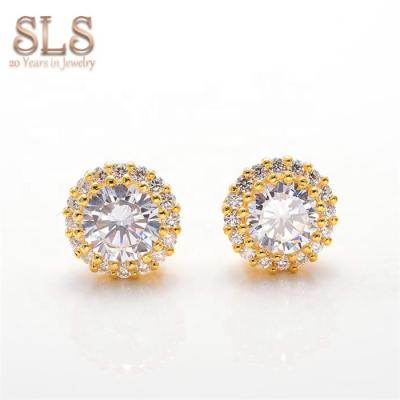 China Newest Styles TRENDY Guangzhou 925 Sterling Silver Jewelry Earstud 14k Yellow Gold Color Plated Earring for sale