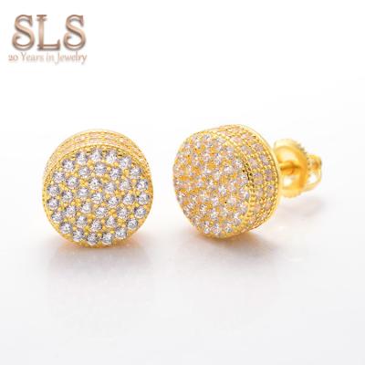 China FASHIONABLE American style gold hiphop popular gold plated diamond pave stud earrings micro pave mix for sale