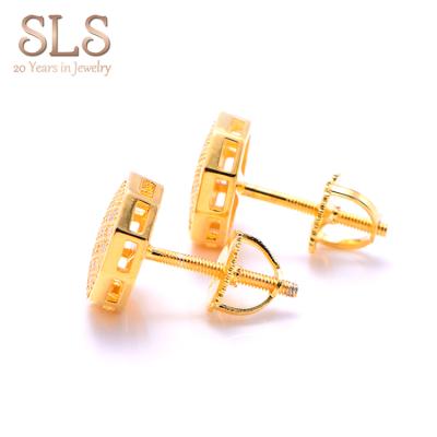 China New Product TRENDY Wholesale Fashion Classic Design Zircon Gold Plated Screw Back Earrings Silver Stud for sale