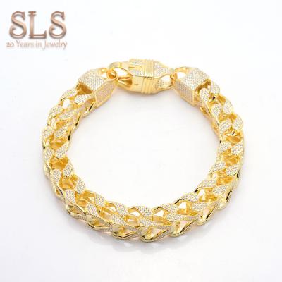 China Wholesale TRENDY 925 sterling silver gold jewelry diamond micro pave cuban link fashion bracelet iced out 2021 for sale