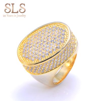 China TRENDY Fashion Jewelry Exquisite White Cubic Gold Plated Square Band Wide Rings for sale