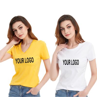 China Wholesale Custom Anti-Wrinkle Custom Silk Cotton Womens High Quality Mercerized Round Neck T-Shirt for sale