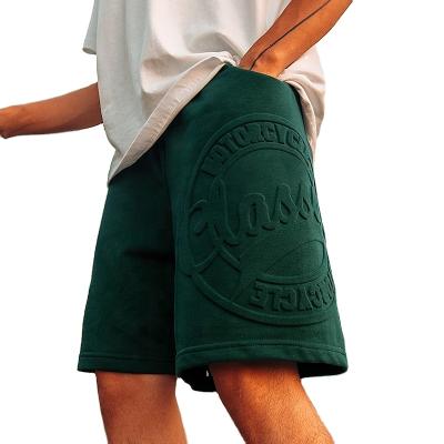 China Sustainable 3D Embossed Logo Custom Workout OEM Fleece Gym Sweat Cargo Mens Shorts for sale