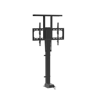 China Conference System Motorized Auto TV Lift Stand With Wooden Case Loading Up To 132lbs Fits 32 70 Inch Black Steel TV Stand for sale