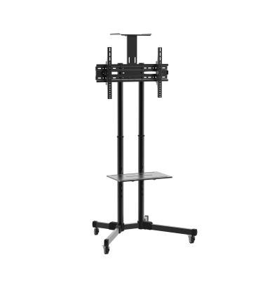 China Height Adjustable (Height) Adjustable Moves On Wheels Floor Mounted TV Cart With Portable Mount Stand With Four Wheels for sale