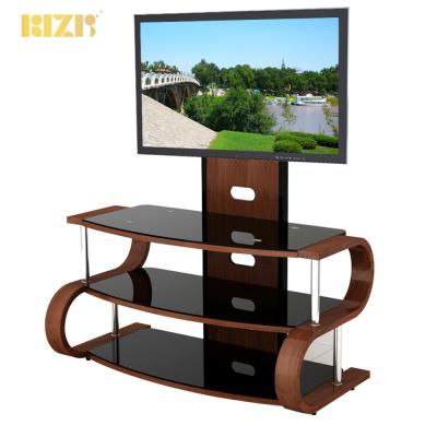 China New Design Bent Wooden TV Stand Furniture Living Room Bent Natural Wood Varnish TV Stand For 32