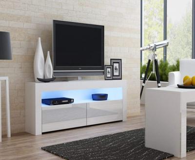 China Concise Style TV Stand With Filing Console Concise Style With LED Lights With Cheap Drawer Home Furniture And White Modern Open Shelf for sale