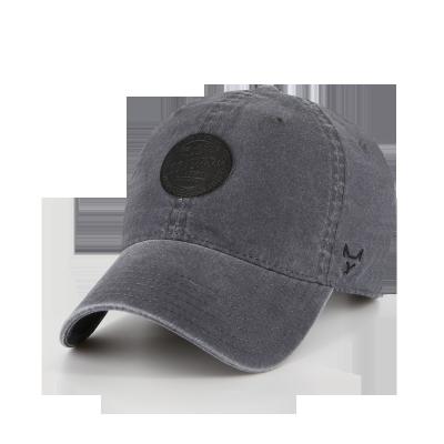 China COMMON Brushed Spandex Coated Dyed Canvas Washed Hat With Embossed PU for sale