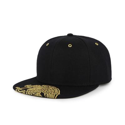 China COMMON Custom Design Metallic Gold Embroidery Snapback Hat With Metal Grommet for sale