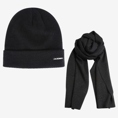 China High Quality Warm Confortable Winter Beanie Hat And Scarf With Front Custom Logo for sale