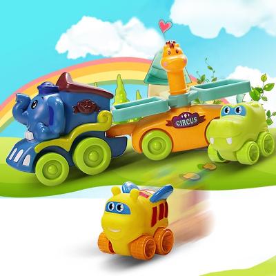 China Animal Toys Baby Toys Educational Soft Glue Elephant Toy Truck Inertia Cartoon Animal Vehicles for sale