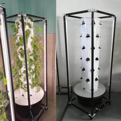 China Stable Structure LED Growing Aeroponic System Tower Lightweight Vertical Hydroponic Garden for Strawberry and Leafy Greens for sale