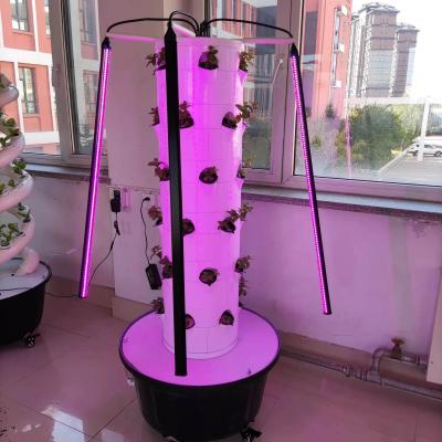 China Stable Structure LED Growing Aeroponic System Tower Lightweight Vertical Hydroponic Garden for Strawberry and Leafy Greens for sale