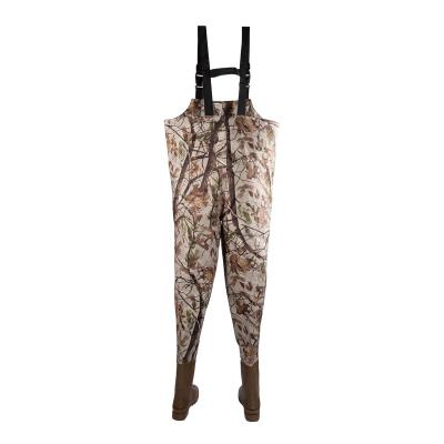 China Waders China Manufacturer 420D Camouflage Nylon PVC Hunting Waders Men Fishing Wader With Rubber Boots for sale