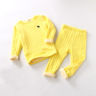 China Vintage children's boys and girls children's clothing suits spring, autumn and winter plus velvet comfort and warm teen underwear for sale