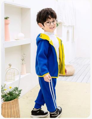 China Unisex Leisure Sport Fleece Patchwork Tracksuit Children Boy Girl Girl Sweatshirt Pants 2 Pieces Set Warm Kids Jogging Suit for sale