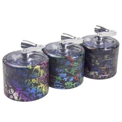 China FF629 55mm 4Layers Tobacco Spice Bright Lighted Pepper Crusher Zinc Grinder Alloy Metal Herb Grinder for sale