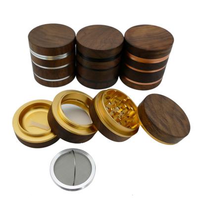 China 4Layer FF622 63mm Tobacco Spice Crusher Pepper Crusher Aluminum Alloy Nut Wood Herb Grinder for sale