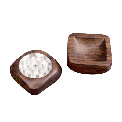 China 2layers FF672 2Layers 54mm Tobacco Spice Grinder Metal Pepper Crusher Wood Herb Grinder for sale