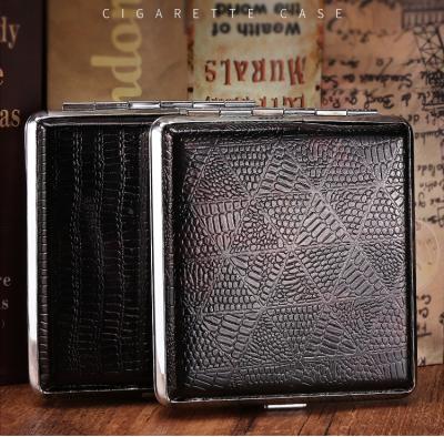 China 20 Pcs Portable Men's Luxury Leather Cigarette Case New Creative Gift Box S009 American Design Of An Elastic Band for sale