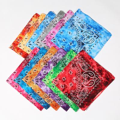 China Multifunctional Hot Selling Double Sided Printing Bandana Tie Dye Printing Headscarf Cotton Pure Hip Hop Square Scarf Factory Outlet for sale