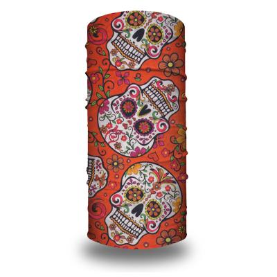 China Wholesale Colorful Multifunctional Polyester Microfiber Sugar Skull Printed Bandana Seamless Tube 100% Scarf for sale