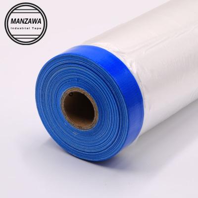 China Protective 70 Film 550mm Self Adhesive Moisture Proof Mesh Cloth Pre Taped Masking Plastic Paint Masking Film for sale