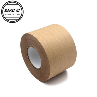 China Waterproof Custom Printing Reinforced Kraft Paperboard Tape Water Activated Cardboard Sealing Tape for sale