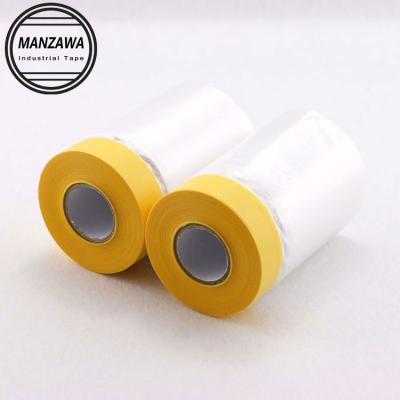 China Waterproof wholesale 550mm yellow tarpaulin masking film pre-taped masking washi covering tape for sale