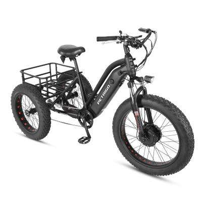 China Aluminum alloy Petrigo 3 wheel electric bike tire 24/26 inch 36V fat electric bicycle tricycle ebike cargo ebike for sale