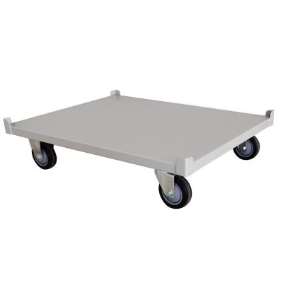 China Q235 Motors Heavy Duty Steel Pallet Dolly Fitting For Euro Pallet With Corner Rack for sale