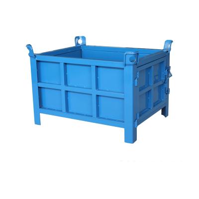 China Q235 Folding Stackable Storage Cage Warehouse Wire Mesh Container Semi-Open Metal Pallet for sale