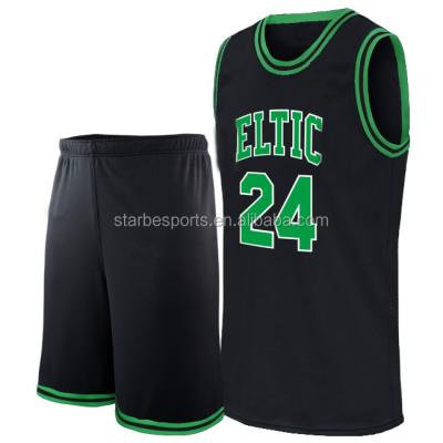 China Dry Fit Basketball Uniforms Antibacterial Customized Green Black for sale