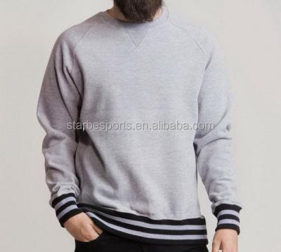 China Customized plain anti-pilling crewneck sweatshirt with knit cuff and tape bottom for sale