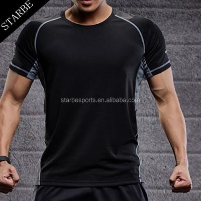 China Custom Sport Shirt Men Anti-pilling Compression Quick Dry Tights Fitted Gym T-shirts for sale