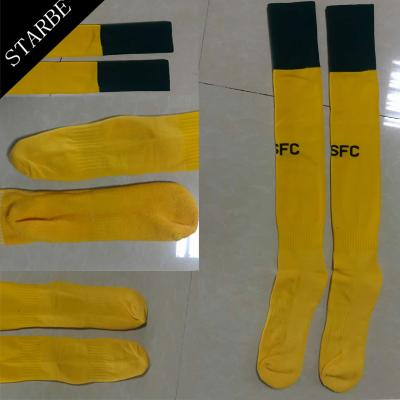 China Wholesale Custom Colored Long Football Bulk Yellow Antibacterial High Socks, Soccer Sock for sale