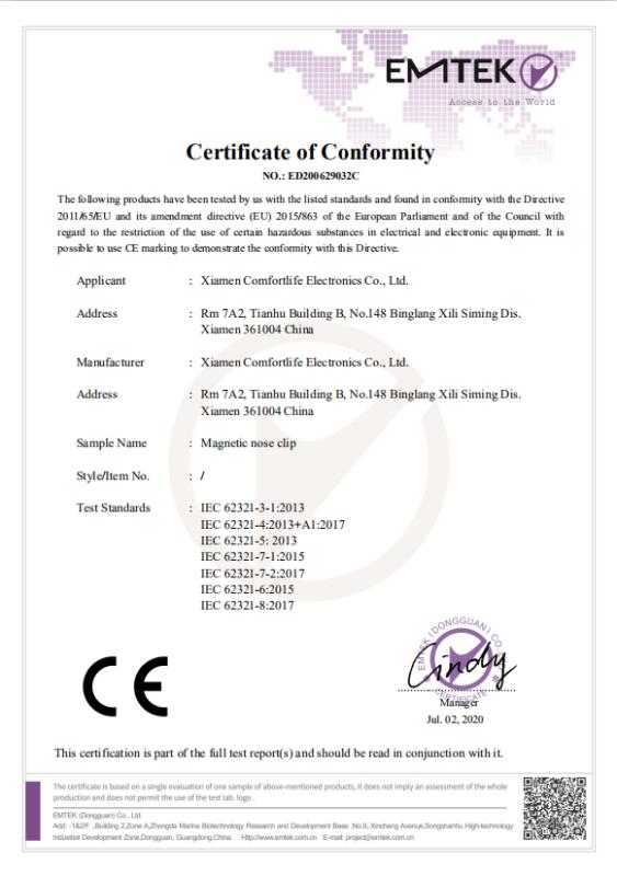 CE - Xiamen Comfortlife Electronics Co., Ltd.