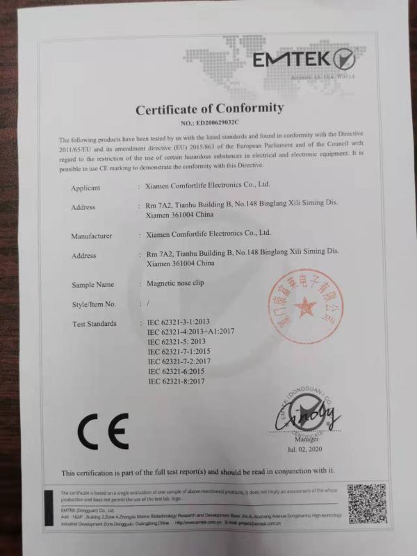 CE - Xiamen Comfortlife Electronics Co., Ltd.