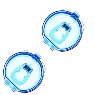 China 2 Packs Eco-friendly Anti Snoring Nose Clip Blue Magnetic PVC Anti Snoring Nasal Stopper Nose Snoring Clip for sale