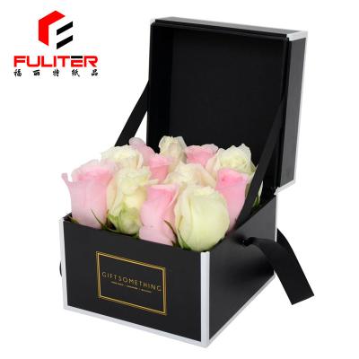 China Unique and luxurious black flower box/customized fresh-keeping rose shipping box for sale