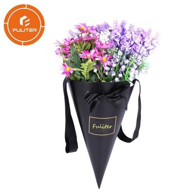 China Custom Paper Cone Florist Packaging Carton Boxes For Flowers With Handle for sale