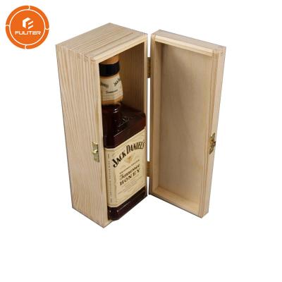 China Customizable luxury wine bottle shipping case/single bottle wooden wine box with buttons for sale