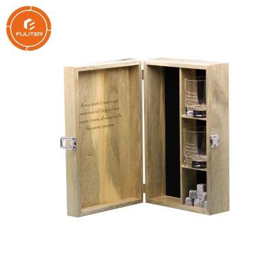 China Handmade premium premium textured wine gift box made from wood for sale