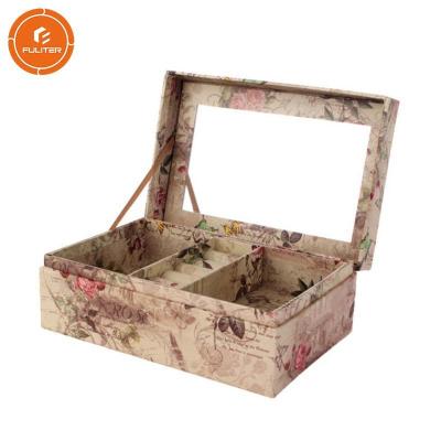 China Ladies Jewelry Storage Box Glossy Lamination Finishing Attach Mirror for sale