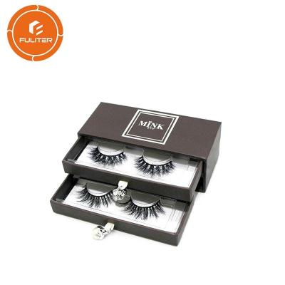 China Custom own brand luxury black eyelashes packaging box with drawer for sale