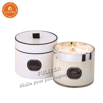 China Two Piece Cardboard Candle Boxes Marble Round Candle Packaging Boxes for sale