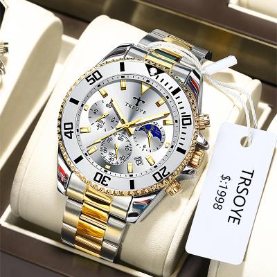 China Double Chronograph Automatic Top Luxury Wrist Watch Date Time Manufacturer Waterproof Steel Quartz Watches For Men relojes hombre TRS688 for sale