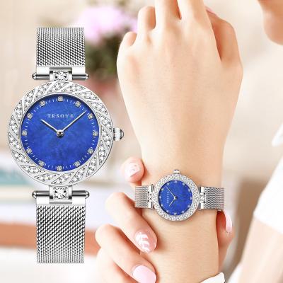 China DIVER Fashion Mesh Stainless Steel Band Lady Hand Watch Brand Mother Pearl Dial Quartz Watches For Women TRS8809 for sale